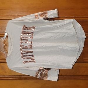 PINK White and Rose Gold Top Size XS